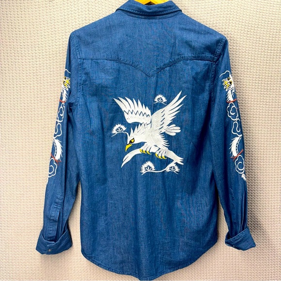 Levi's Other - Levi's Men's Barstow Embroidered White Eagle Blue Denim Western Shirt Size S